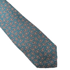 Robert Talbott Mens Silk Necktie Teal Burgundy Gold Paisley Classic Tie USA Made