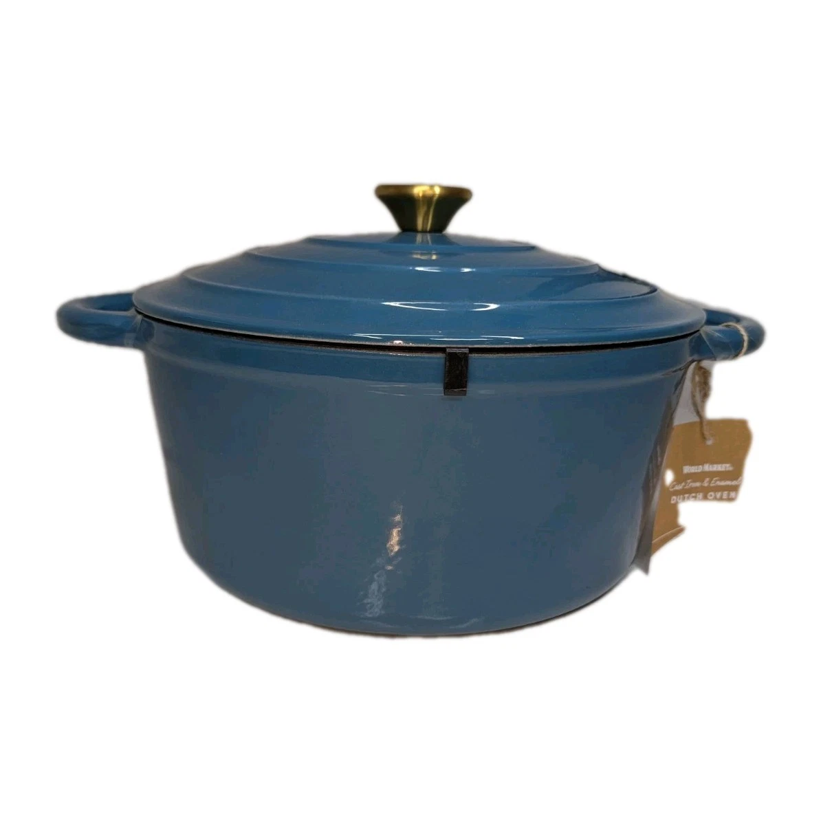 NWT World Market Cast Iron Green & Gold Enameled 6.4 Qt Dutch Oven $79.99