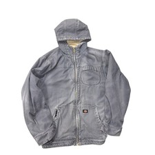 Dickies Thrashed Work Chore Jacket Mens LT Blue Sherpa Distressed Duck Canvas