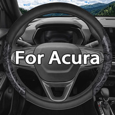 For Acura Steering Wheel Cover Ultra-thin Leather Anti-slip Peach Wood Black 15