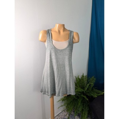 Akemi + Kin Tank Top Womens Medium Green Linen Blend Scoop Neck Ombre Flowy