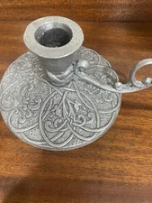 VTG 1996 Carson USA Forevermore Pewter Chamber Candlestick Holder Celtic Hearts.