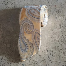 Hugo boss paisley neck ties for men gold silk
