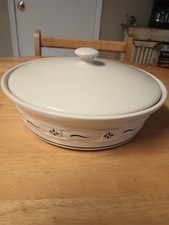 Longaberger Pottery 2 QT Heritage Blue Casserole Dish Made In USA