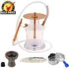 ODUMAN N2 CLEAR GOLD HOOKAH + RETRO BOWL + T-LEAF SHISHA TONG + IGNIS VENUS H M.