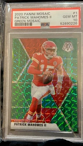 2020 PANINI MOSAIC GREEN MOSAIC #1 PATRICK MAHOMES II PSA 10