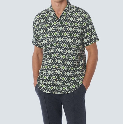 No Excess Herren Hemd Kurzarm Regular Fit Resort Kragen Gr. M