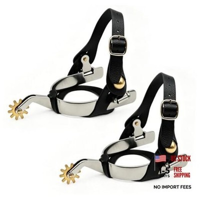 1 Set Spurs for Cowboy Boots, Men Boot Spurs with Leather Belt and Tie Down