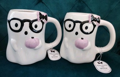  Eccolo Geister Tassen XXL Becher Too Cute To Spook Kürbis Rosa Brille Schleife