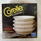 Vintage Corelle Woodland Brown Cereal Soup Bowl Set 4 Pyrex 10oz NIB