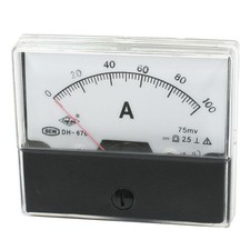 DH-670 Rectangle Dial DC 0-100A Current Panel Analog Ampere Meter