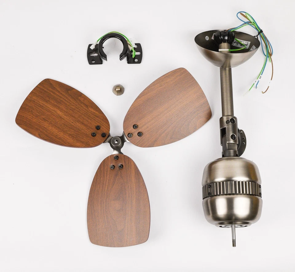 46cm 19" small ceiling fan with wall switch TOLEDO Antique Pewter & Walnut - Image 3 of 3