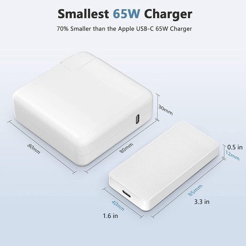 2 Cables 65W GaN USB C PD Fast Charger For iphone/ipad/MacBook Pro/Laptop - Picture 2 of 12