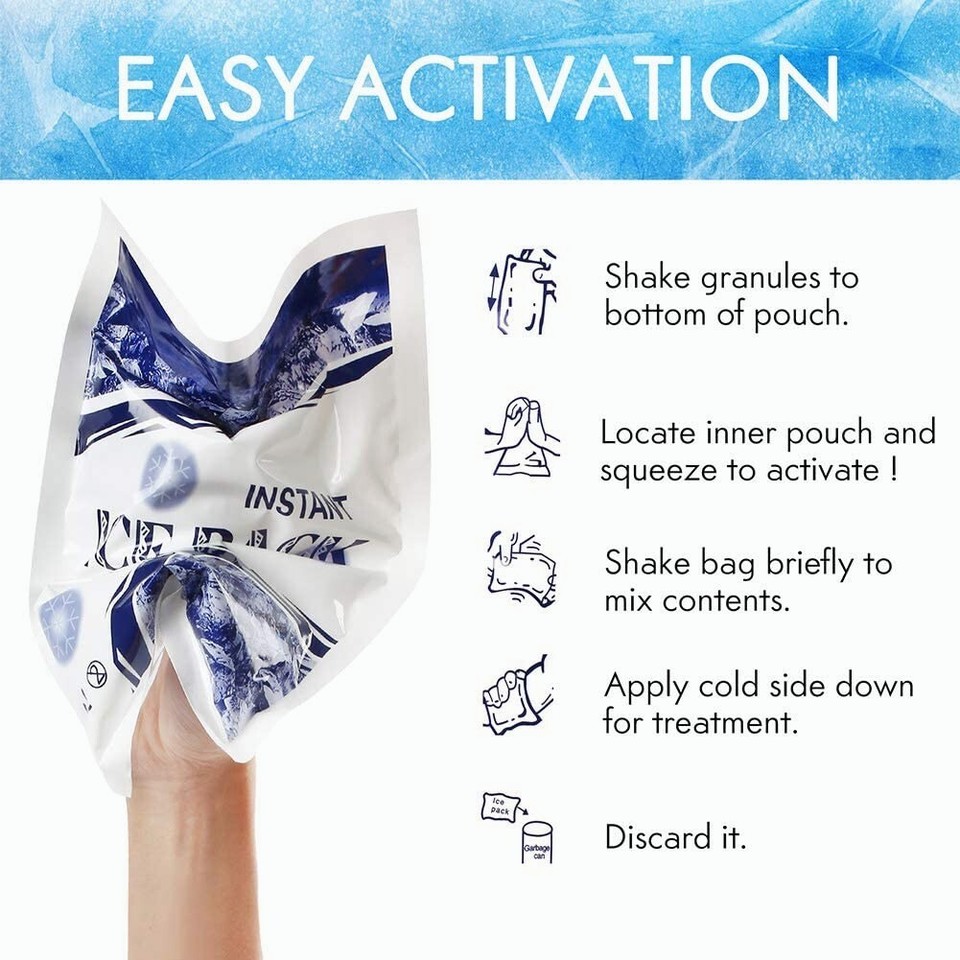 Ice For Injury 10X INSTANT DISPOSABLE ICE PACKS FOR PAIN RELIEF ATHLETES OUTDOOR ...