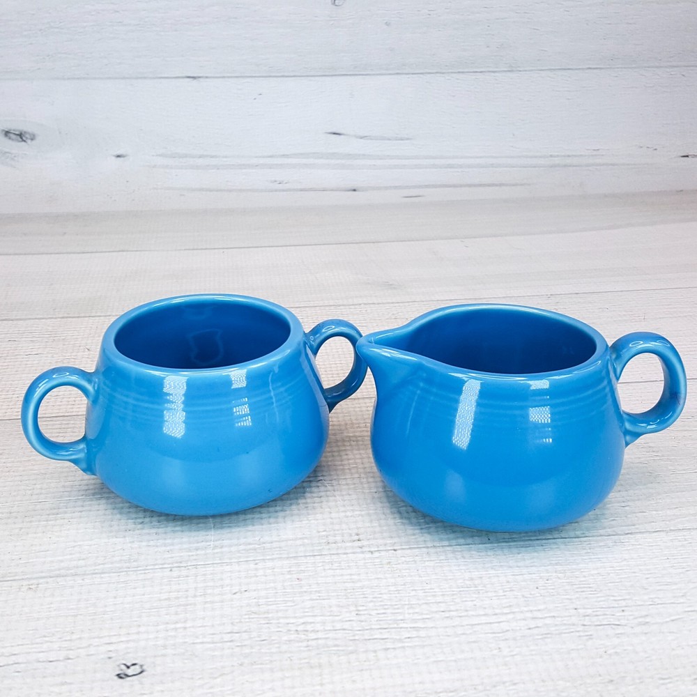 Fiesta Peacock Blue Sugar Bowl & Creamer Set - Thumbnail 3