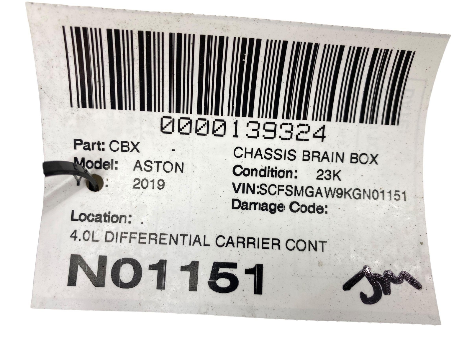 2019 ASTON MARTIN VANTAGE COUPE OEM 4.0L DIFFERENTIAL CARRIER CONTROL MODULE