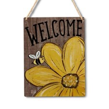 Sunflower Welcome Spring Sign - Rustic Spring Door Sign, Spring Welcome Sign ...