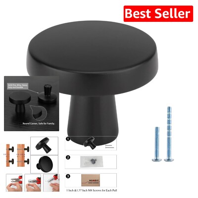 50 Pack Round Black Cabinet Knobs - Stylish Zinc Alloy Handles for Modern Decor