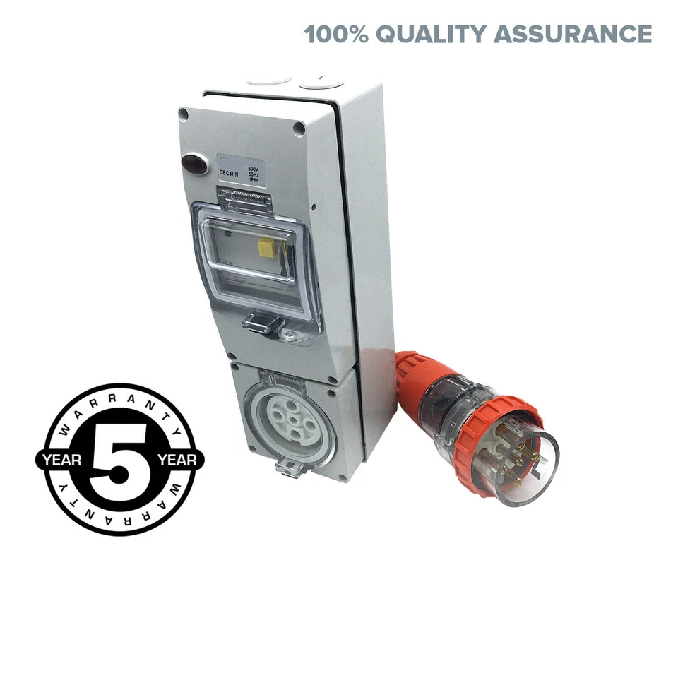 63AMP RCD Safety Switch w/32AMP 5 Pin Socket Outlet & 5 Pin Plug IP66 Waterproof - Image 4 of 4