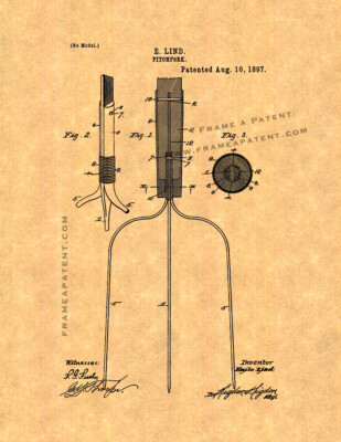 Pitchfork Patent Print Ancient Gold