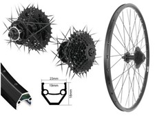 26 Zoll Hinterrad + 8 Fach Kassette 12-32 Shimano Disk Laufrad 6-Loch schwarz