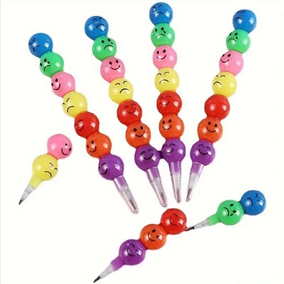 5x SMILEY STECKBLEISTIFTE   Smiley Bleistift Steckstifte Stapelbare Bleistifte