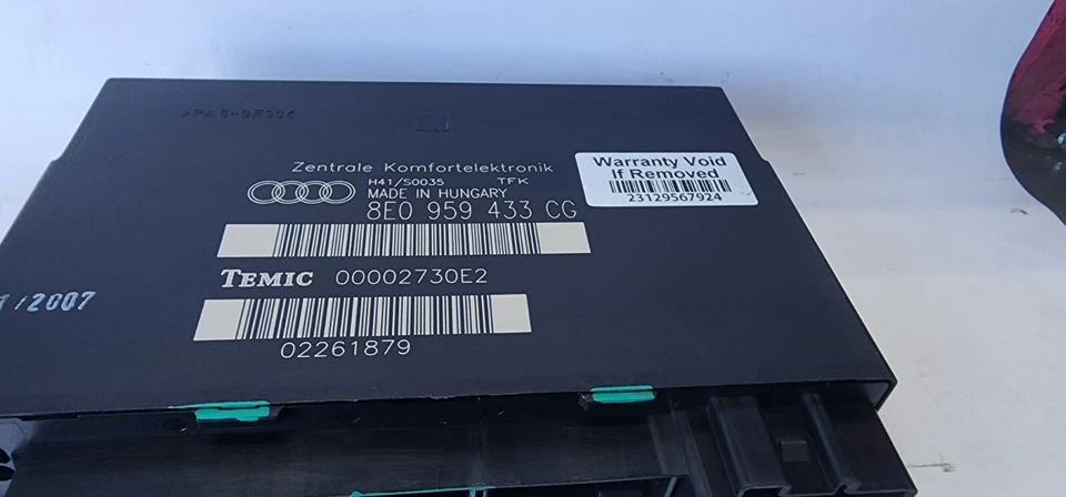 Unidad de módulo de control de carrocería Comfort Audi A4 S4 2005-2008 P: 8E0 959 433 CG ¡FABRICANTE DE EQUIPOS ORIGINALES! Foto 3 de 3