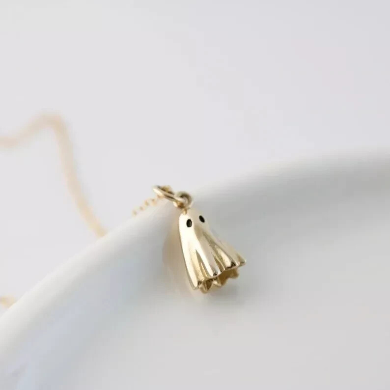 Halloween Ghost Pendant Necklace 14k Yellow Gold Plated 925 Silver | eBay