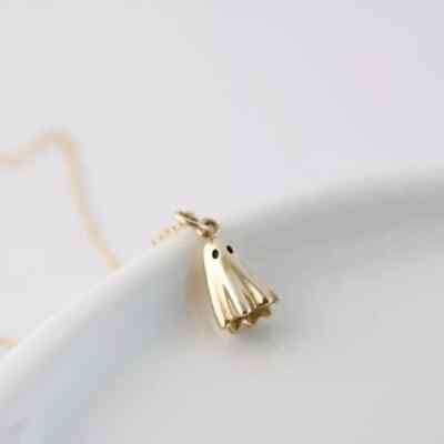 Halloween Ghost Pendant Necklace 14k Yellow Gold Plated 925 Silver | eBay