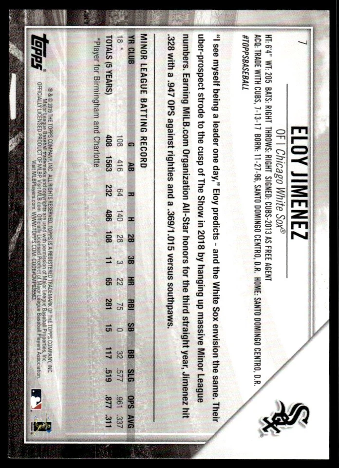 2018 TOPPS NATIONAL BASEBALL CARD DAY RC Eloy Jimenez Rookie R92 - Image 2 of 2