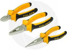 3pcs Insulated Combination Long Nose Diagonal Wire Cable Side Cutting Pliers Set