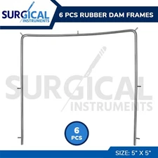 6 Pcs Dental Rubber Dam Frame 5 x 5 Surgical Instruments Holder German Grade