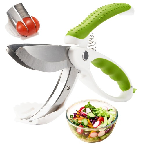 Salad Chopper Scissors With Built-in Cutting Board – Vegetable Cutter, Kitchen Shears For Fast Chopping
