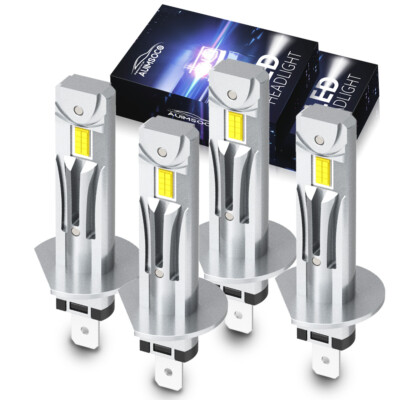 H1 + H1 LED Headlight High Low Beam Bulbs Combo Kit 6500K White Super Bright 4x
