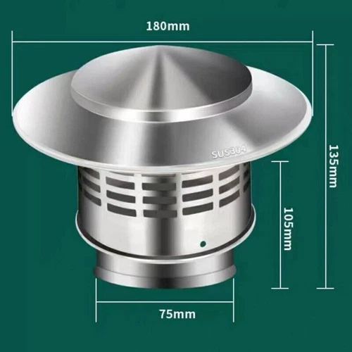 Edelstahl Schornsteinabdeckung Regenhaube Edelstahlgitter für Ofenrohre Kamin - - Bild 12 von 16