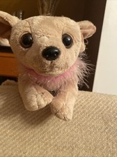 Vintage ANIMAL ALLEY 12" Tan CHIHUAHUA Dog With Pink Boa Plush Figure