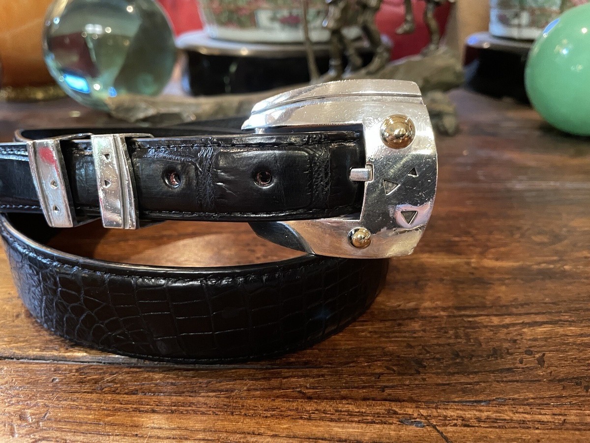John Atencio Sterling Silver 18K Belt Buckle 1.25”-1-33-35 
