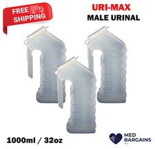 Male Urinal Uri-MAX 32 oz. / 1000 mL With Closure Single Patient Use