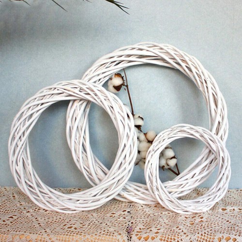 Decorations White Wreath Garland Hanging Wreath Wicker Christmas Rattan Ring - Picture 6 of 16