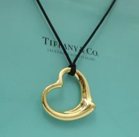 TIFFANY & Co. Elsa Peretti 18K Gold 36mm Open Heart Pendant Necklace
