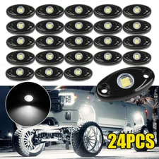 24Pcs White LED Rock Light Pods Underbody Glow Lamp Offroad SUV Pickup Truck UTV