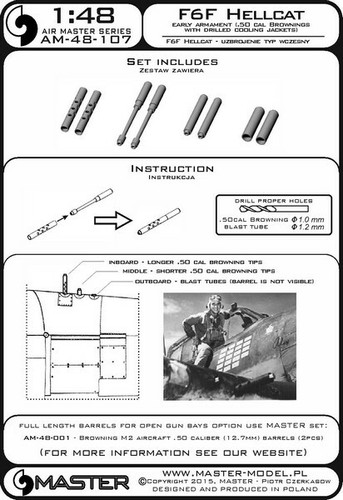 Armamento temprano Master MS-AM-48107 1/48 F6F Hellcat (con chaquetas de enfriamiento perforadas) - Imagen 3 de 3
