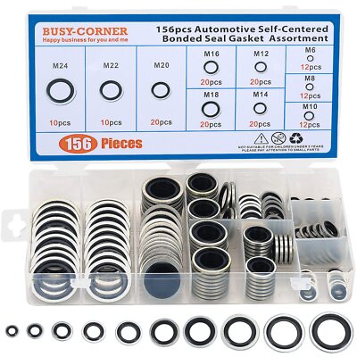 156 Pieces Bonded Seal Dowty Washer,Automotive Self-Centred Dowty Seal Gasket...