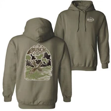Busch Light Duck Hunting Camo Front and Back Sweatshirt Hoodie Green