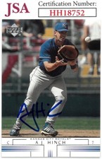 AJ (A.J.) Hinch signed 2001 Upper Deck Baseball On Card Auto #180- JSA