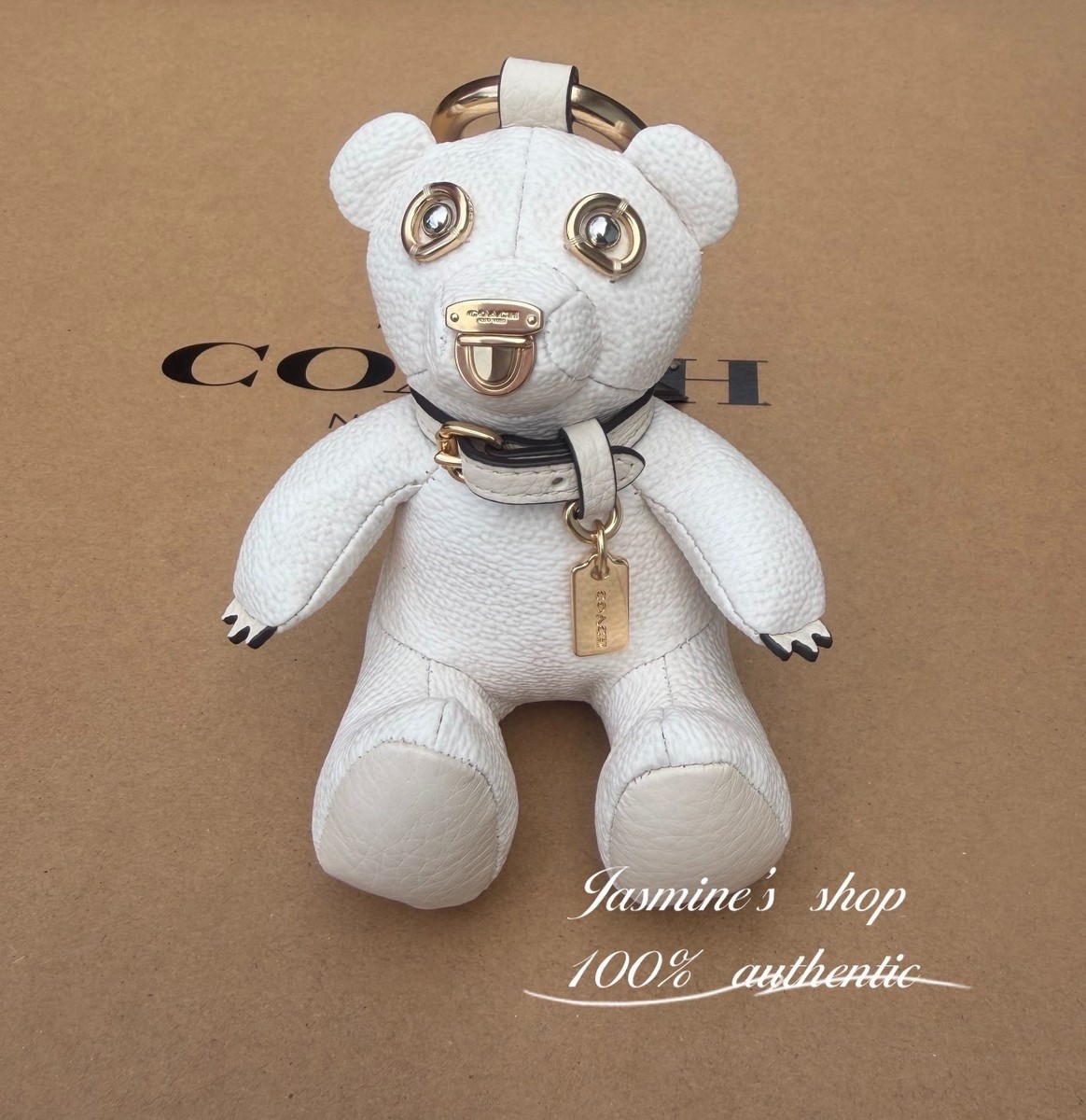 NWT Coach Collectible Bear Bag Charm In Signature Canvas CZ195