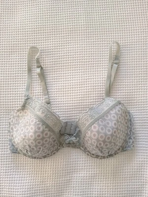 Newlook Blue/grey Floral Underwired Bra 32D - Image 1 of 4