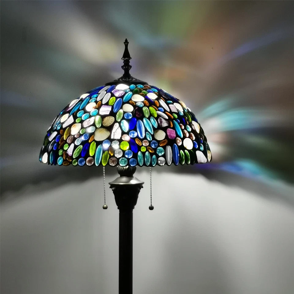 Abajur de assoalho Tiffany - Vitral estilo Tiffany abajures de assoalho com concha natural... - Imagem 2 de 4