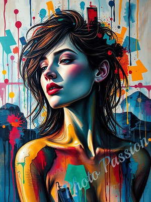 Foto A4 Portrait Frau Zeitgenössische Kunst Poster Kunstdruck Deko (4035)