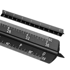 7 Inch Imperial Architectural Triangular Scale Ruler Large Scale, Black